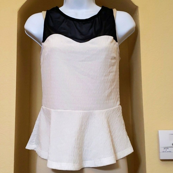 C'est Toi Tops - C'est Toi sleeveless top mesh ivory black y2k